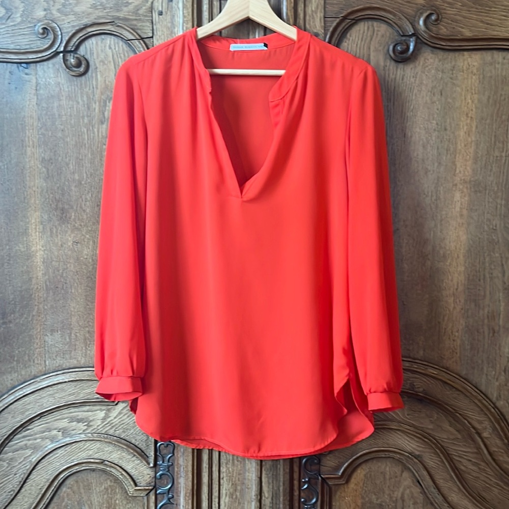 Three Eighty Two Women's Red V-Neck Blouse